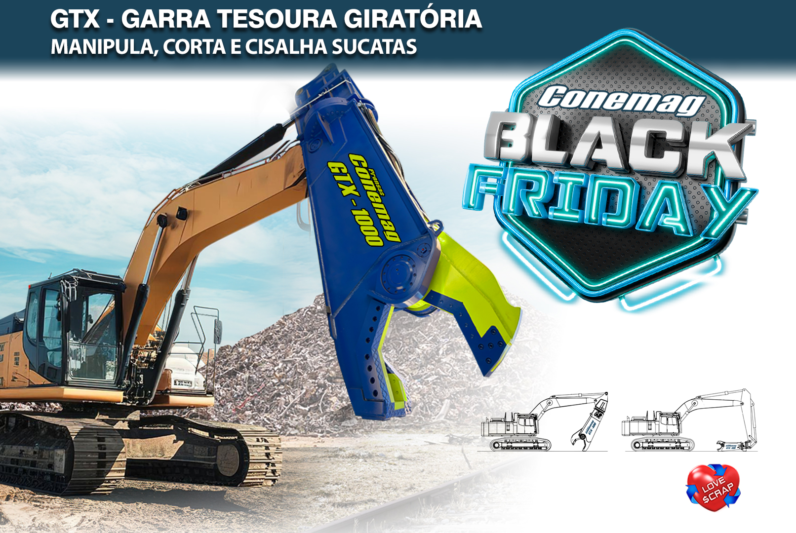GTX-1000 - Garra Tesoura Giratória