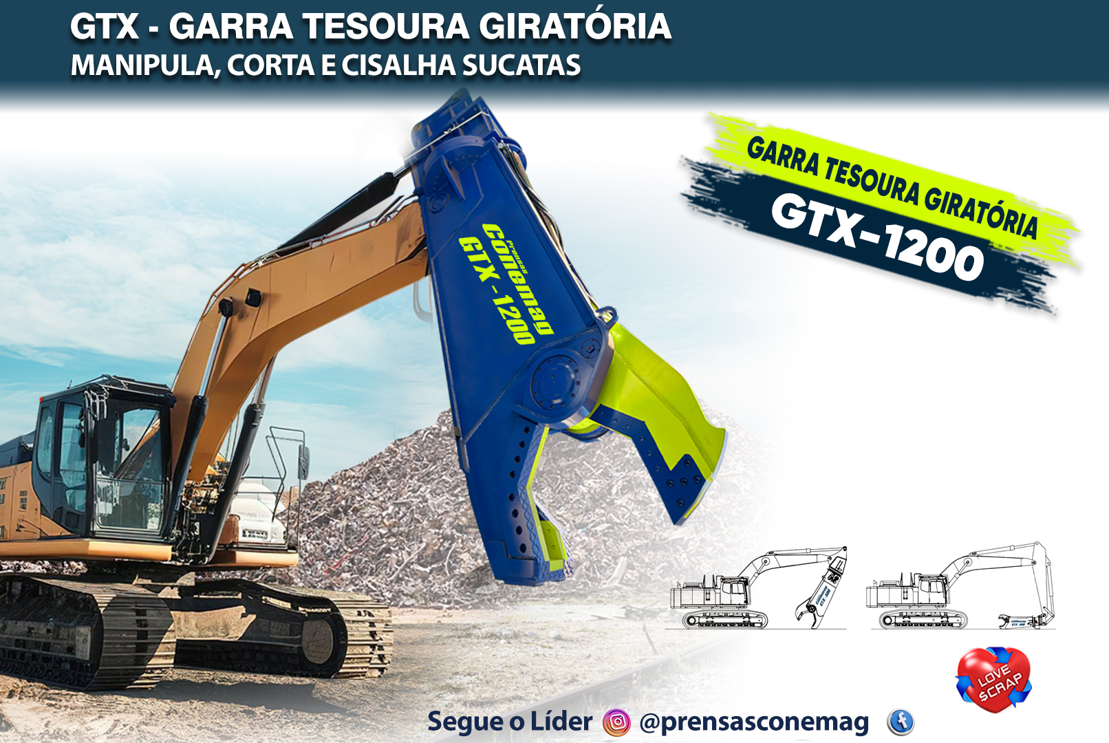 GTX-1200 - Garra Tesoura Giratória