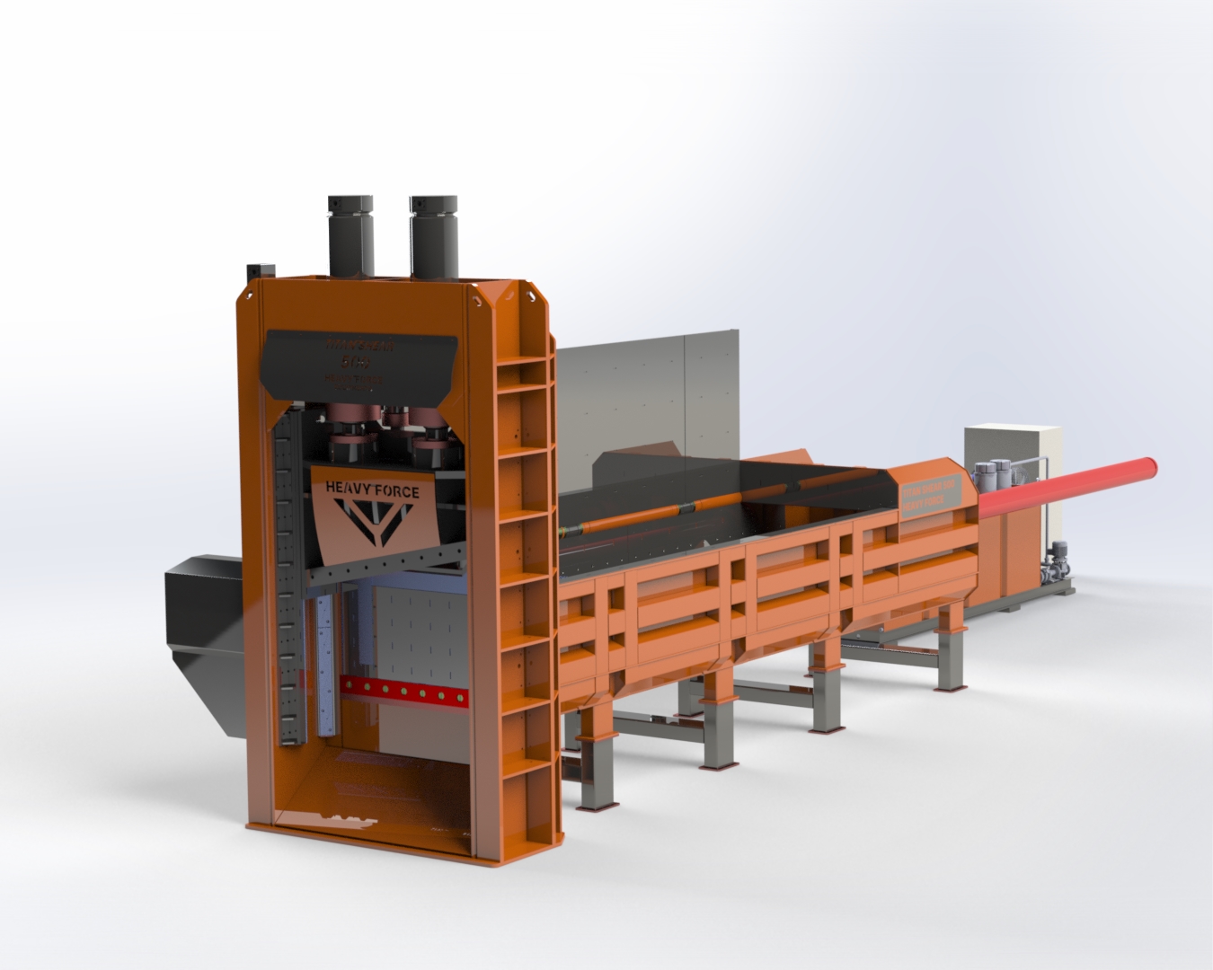 TITANSHEAR 8000 - Tesoura vertical com mesa - Caixa 1.7m x 6m x 0.7m - 800 Ton